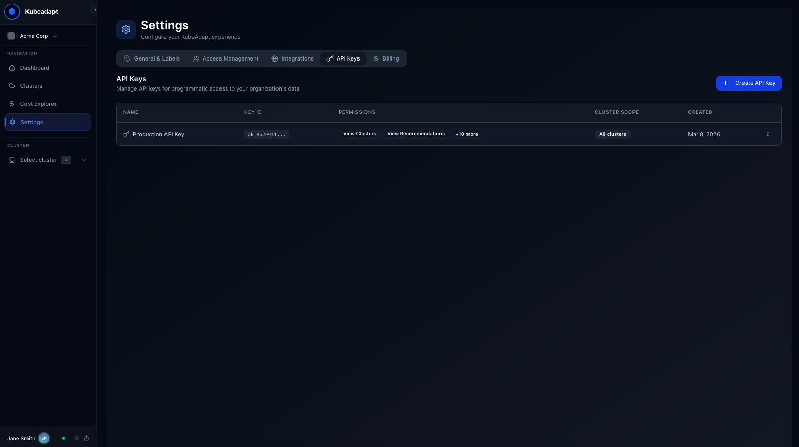 Public API and API Key Management